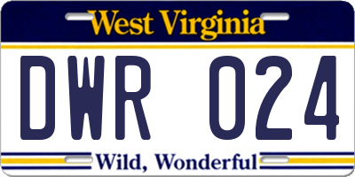 WV license plate DWR024