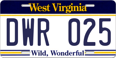 WV license plate DWR025