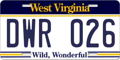 WV license plate DWR026