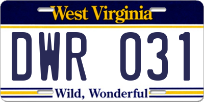 WV license plate DWR031