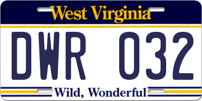WV license plate DWR032