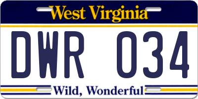 WV license plate DWR034