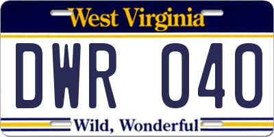 WV license plate DWR040