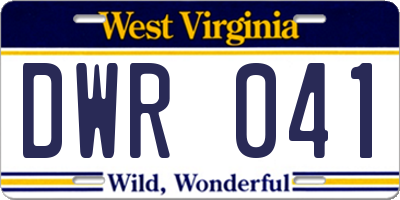 WV license plate DWR041