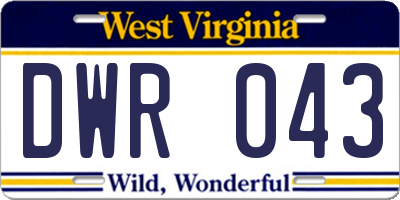 WV license plate DWR043