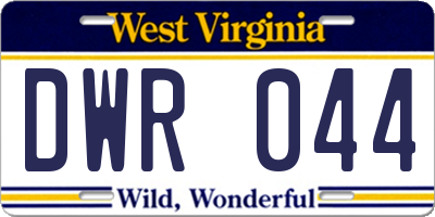 WV license plate DWR044
