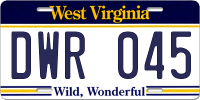 WV license plate DWR045