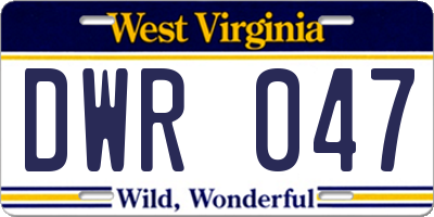 WV license plate DWR047