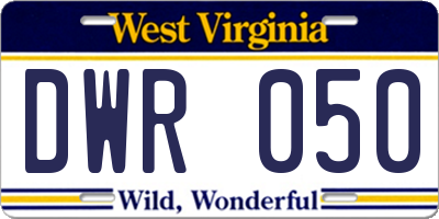 WV license plate DWR050