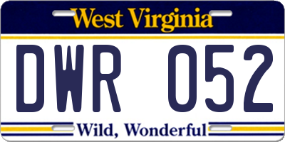 WV license plate DWR052