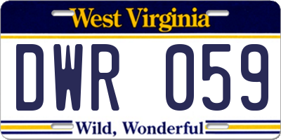 WV license plate DWR059
