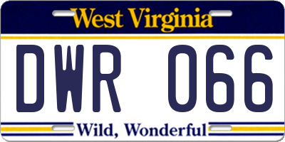 WV license plate DWR066