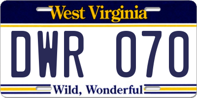 WV license plate DWR070