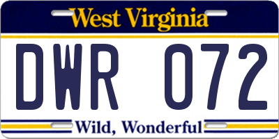 WV license plate DWR072