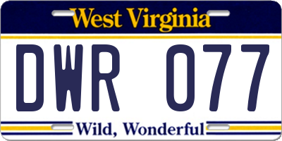 WV license plate DWR077