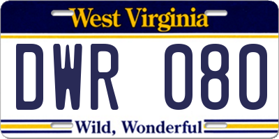 WV license plate DWR080