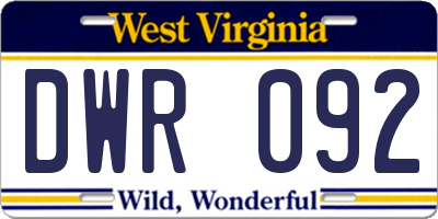 WV license plate DWR092