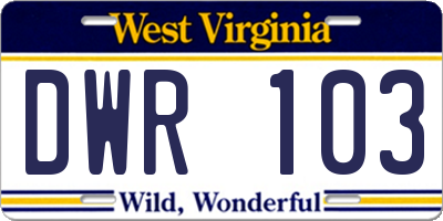 WV license plate DWR103