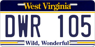 WV license plate DWR105
