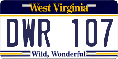 WV license plate DWR107