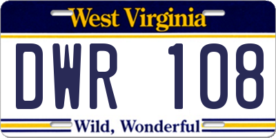 WV license plate DWR108