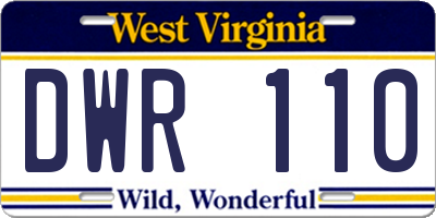 WV license plate DWR110