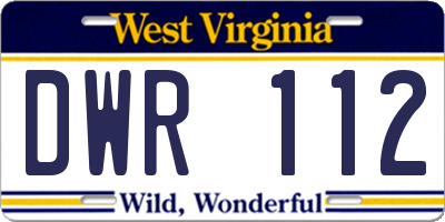 WV license plate DWR112