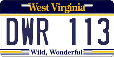 WV license plate DWR113