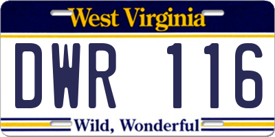 WV license plate DWR116