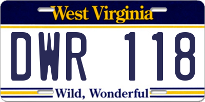 WV license plate DWR118