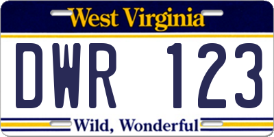 WV license plate DWR123