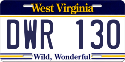 WV license plate DWR130