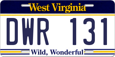 WV license plate DWR131