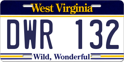 WV license plate DWR132