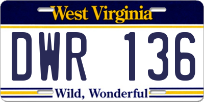 WV license plate DWR136