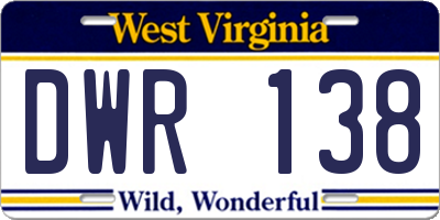 WV license plate DWR138