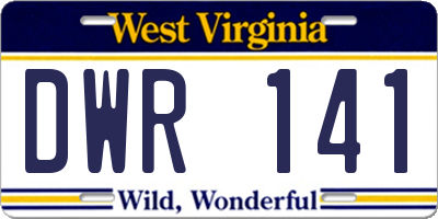 WV license plate DWR141