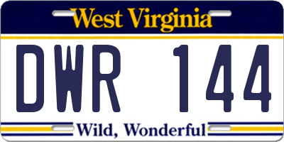 WV license plate DWR144