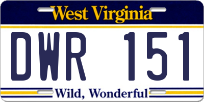 WV license plate DWR151