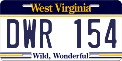 WV license plate DWR154