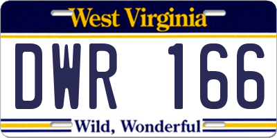 WV license plate DWR166