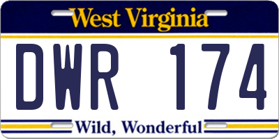 WV license plate DWR174
