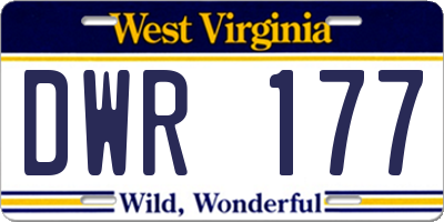 WV license plate DWR177