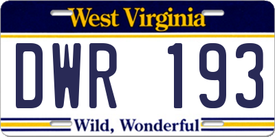 WV license plate DWR193