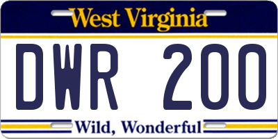 WV license plate DWR200