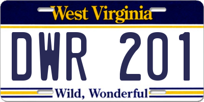 WV license plate DWR201
