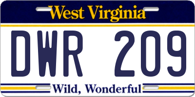 WV license plate DWR209