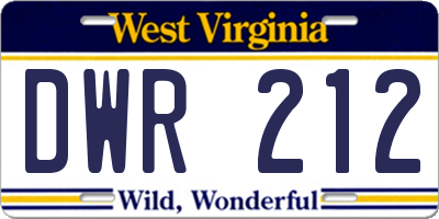 WV license plate DWR212