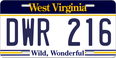 WV license plate DWR216