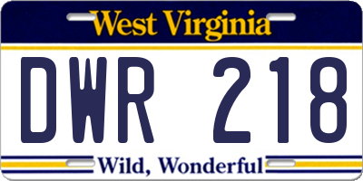 WV license plate DWR218